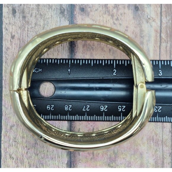 Chunky Gold Tone Statement Hinged Bangle Bracelet 3D - Picture 7 of 7